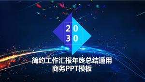 Vibrant blue geometric style simple year-end summary work report ppt template