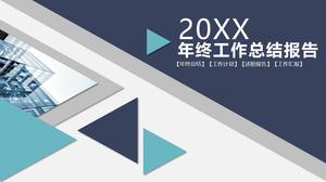 Modèle ppt de rapport de résumé de travail de fin d'année de vent géométrique plat triangle