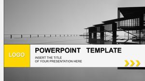 黄色灰色简约几何风格商务工作总结报告通用ppt模板