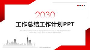 Stile geometrico semplice come il modello ppt del piano di riepilogo del lavoro rosso