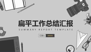 Vektör karikatür iş tarzı düz renkli iş çalışma özeti raporu ppt şablonu