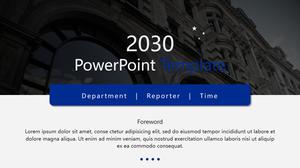 Plantilla ppt de informe de trabajo azul oscuro de atmósfera simple europea y americana