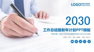 Elegante grigio triangolo basso sfondo piatto modello blu piano di sintesi del lavoro aziendale ppt