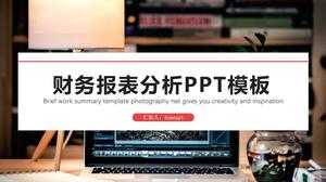 Template ppt laporan analisis keuangan datar merah dan hitam sederhana