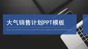 Suasana bisnis biru dan hitam suasana sederhana template rencana kerja penjualan ppt