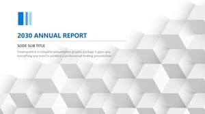 Cubo creativo elegante fondo gris estilo plano estilo europeo y americano informe de resumen de trabajo plantilla ppt