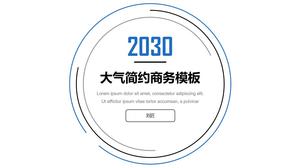 Modèle de ppt de rapport d'affaires simple ligne cercle bleu plat