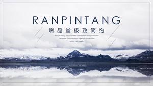 Atmospheric snow mountain cover simple and stylish graphic layout business report universal ppt template