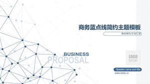 Dot line particle network technology style simple blue business work summary report ppt template