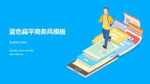 Berjalan dalam ilustrasi pesan ponsel gambar utama template laporan kerja bisnis datar biru