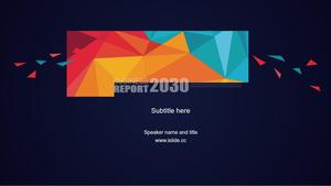 Geometrik üçgen renkli yazı tipi yaratıcı kapak zarif yıl sonu özeti ppt şablonu