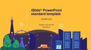 Cielo nocturno parque de la ciudad fuegos artificiales vector de dibujos animados viento negocio trabajo resumen informe plantilla ppt