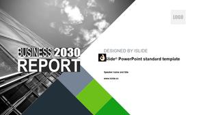 Graphique géométrique recadrage modèle ppt de rapport de résumé de travail de petite entreprise fraîche gris vert créatif