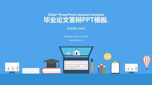 Wektor kreskówka styl świeży student praca magisterska obrona ogólny szablon ppt