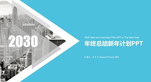 Szablon ppt raportu podsumowującego pracę geometryczną graficzną kreatywną płaskiego wiatru