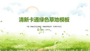 Bello modello di ppt del rapporto di sintesi del lavoro fresco verde della primavera dell'erba del fumetto di vettore