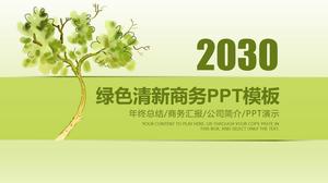 Suluboya ağacı yeşil küçük taze bahar çalışma planı ppt şablonu