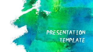 Plantilla ppt de informe de trabajo de estética de arte de acuarela de inyección de tinta