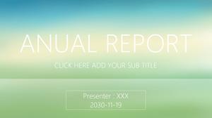 Blue-green gradient background small fresh iOS style business report universal ppt template