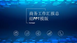 三維空間耀眼的藍色背景簡約線條設計業務工作報告ppt模板