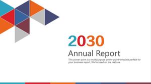 Triângulos coloridos e recortes criativo plano estilo europeu e americano modelo de relatório de resumo de trabalho ppt