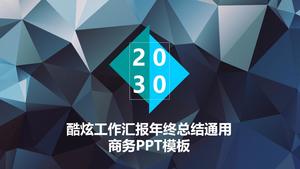 พื้นหลังสามเหลี่ยมต่ำสีฟ้าสดใสรายงานสรุปการซักถามเกี่ยวกับงานส่วนบุคคลเทมเพลต ppt