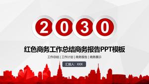 Elegancki szary niski trójkąt tło płaski czerwony raport podsumowujący pracę biznes szablon ppt