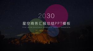 Fundo do céu estrelado, círculos e linhas coloridos criativos, estilo iOS, design estilo minimalista, trabalho relatório resumo modelo ppt