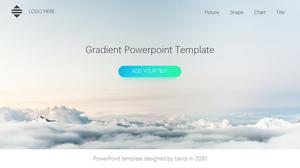 Atmosferik basit Avrupa ve Amerikan tarzı mavi yeşil küçük taze taklit web sayfası çalışma özeti raporu ppt şablonu