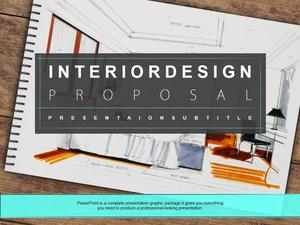 간단한 평면 분위기 유럽과 미국 스타일의 건물 장식 회사 소개 및 홍보 PPT 템플릿