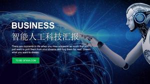 روبوت يلامس شبكة معلومات الأرض - قالب تقرير عمل التكنولوجيا الحديثة الذكاء الاصطناعي