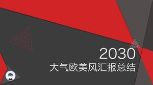 Czarno-czerwone elementy origami twórczej atmosferze Europejski i amerykański styl biznesowy raport podsumowujący szablon ppt