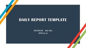 Line and rectangle creative cover four-color flat work summary ppt template