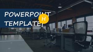 غطاء خلفية المكتب باللون البرتقالي والأزرق تقرير الأعمال المسطح قالب PPT