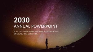 Dazzling starry sky background simple and practical business work summary report ppt template