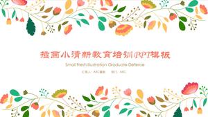 เทมเพลต PPT สไตล์ภาพประกอบสดขนาดเล็กสอนการป้องกันวิทยานิพนธ์