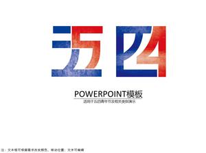 Fonte criativa do texto do quarto de maio em vermelho e azul 5.4. Tema do festival da juventude modelo de ppt