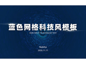 Templat ppt laporan ringkasan akhir tahun teknologi gradien biru