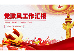 Prosta atmosfera uroczysta czerwona impreza i szablon raportu z pracy rządu ppt