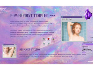 win98 elemen antarmuka template ppt kipas seni ungu mulia