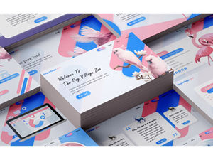 Jasnoróżowy jasny niebieski moda prosty geometryczny styl motyw zwierzęcy szablon ppt