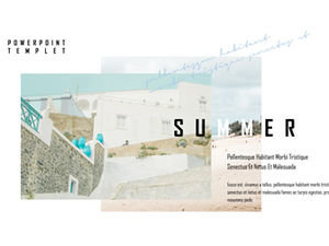 Semplice modello di ppt stile estate blu fan di arte