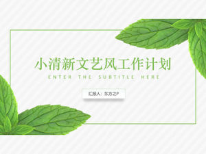 Miętowy fajny prosty mały świeży szablon ppt planu pracy w stylu literackim