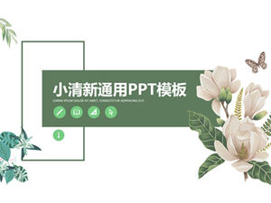 Planta flores hojas de vid pequeño estilo geométrico fresco informe de resumen de trabajo plantilla ppt general