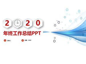 Basit mikro üç boyutlu iş kırmızı yıl özet raporu ppt şablonu