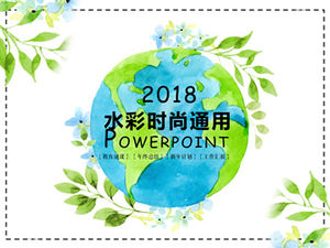 青と緑の小さな新鮮でファッショナブルな水彩スタイルのビジネスユニバーサルpptテンプレート