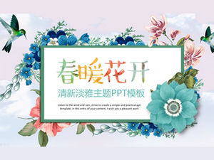 Bahar çiçekleri-basit ve taze stil suluboya bitki asma çiçekleri edebi stil ppt şablonu