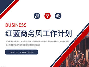 Red and blue geometric style business model work plan ppt template