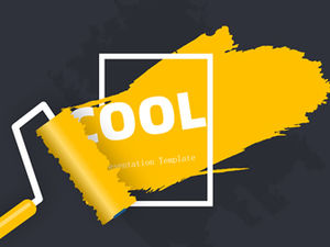 Simple European and American style ppt template for brush brush trace geometric frame cover