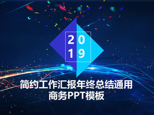 Plantilla ppt de informe de trabajo de resumen de fin de año de estilo geométrico azul vibrante